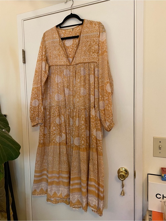 Matta Dresses & Skirts - Matta Mustard and White Printed Maxi Dress